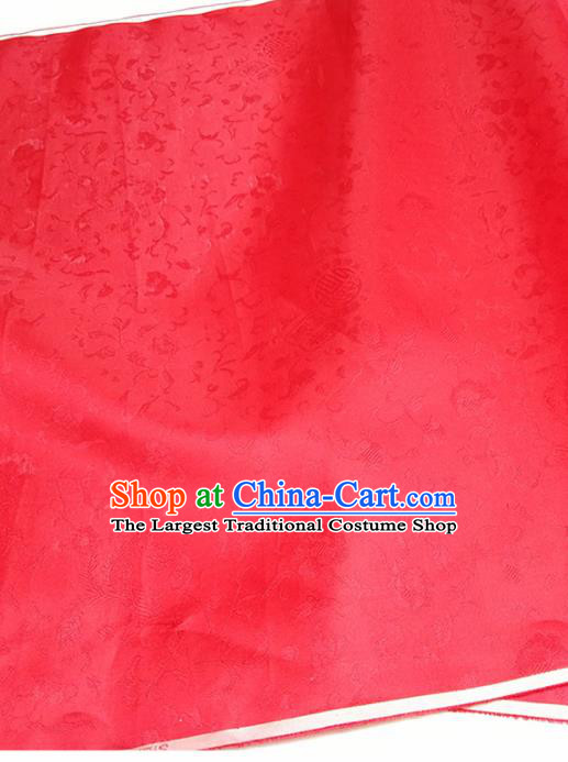 Asian Chinese Traditional Delonix Regia Pattern Design Red Silk Fabric China Hanfu Silk Material