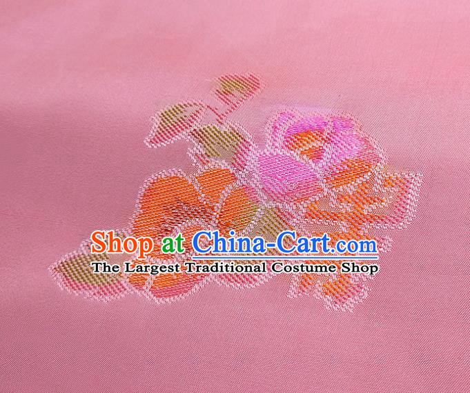 Asian Chinese Traditional Lucky Flowers Pattern Design Pink Silk Fabric China Hanfu Silk Material