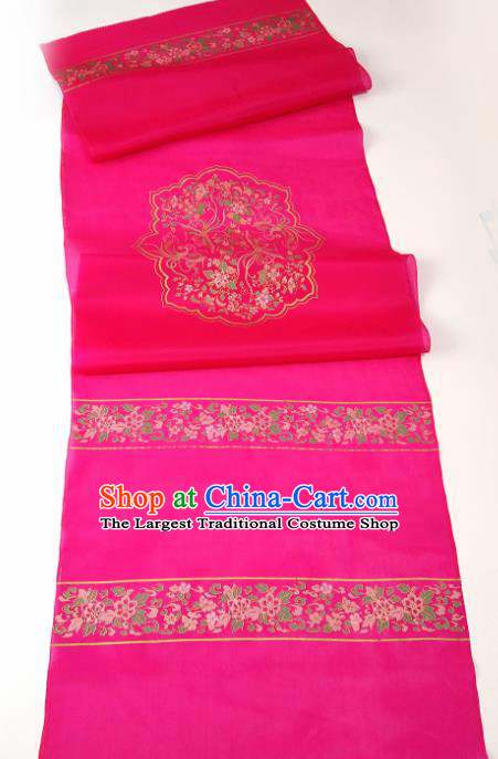 Chinese Traditional Phoenix Flowers Pattern Design Rosy Silk Fabric Asian China Hanfu Silk Material