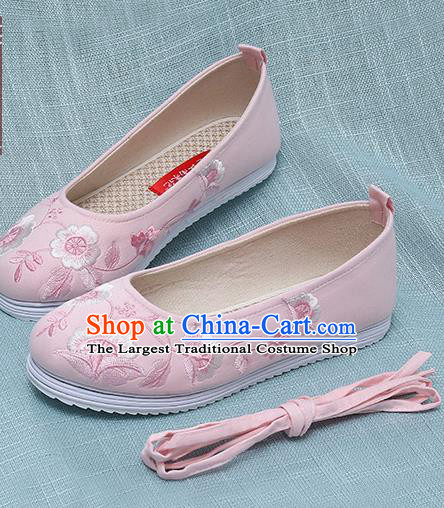 Chinese Handmade Embroidered Pink Shoes Traditional Ming Dynasty Hanfu Shoes Princess Shoes for Women