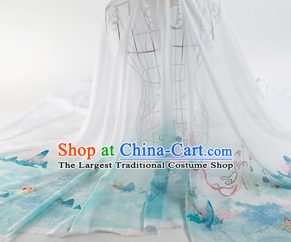 Chinese Traditional Printing Goddess Pattern Design Chiffon Fabric Asian Satin China Hanfu Material