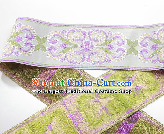 Chinese Traditional Hanfu Lilac Embroidered Pattern Band Fabric Asian China Costume Collar Accessories