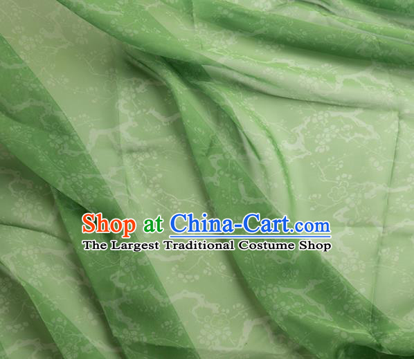 Chinese Traditional Plum Pattern Design Green Chiffon Fabric Asian Satin China Hanfu Material