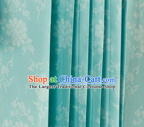 Chinese Traditional Lotus Pattern Design Light Green Brocade Fabric Asian Satin China Hanfu Satin Material