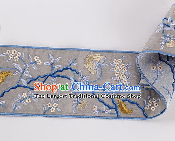 Chinese Traditional Hanfu Embroidered Pattern Grey Waistband Lace Fabric Asian China Costume Collar Accessories