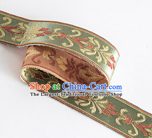 Chinese Traditional Hanfu Embroidered Pattern Green Waistband Lace Fabric Asian China Costume Collar Accessories