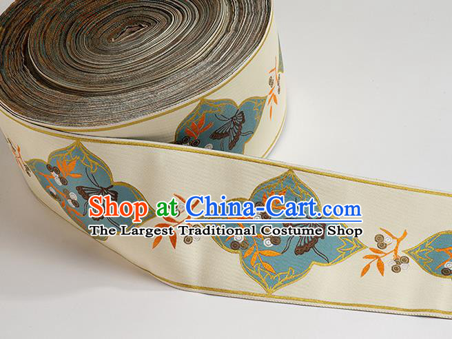 Chinese Traditional Hanfu Beige Embroidered Butterfly Pattern Waistband Lace Fabric Asian China Costume Collar Accessories