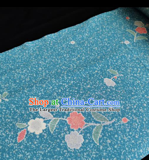 Chinese Traditional Classical Pattern Design Blue Silk Fabric Asian China Cheongsam Silk Material