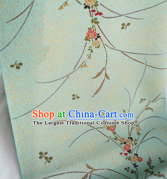 Chinese Traditional Classical Primrose Pattern Design Light Green Silk Fabric Asian China Cheongsam Silk Material