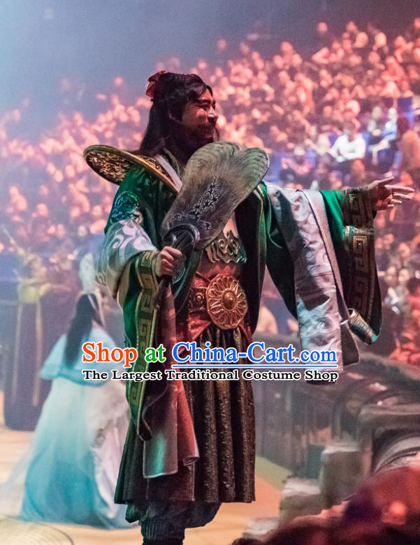 Chinese Stage Performance Qing Show Eight Immortals Han Zhongli Costumes and Headpiece Complete Set
