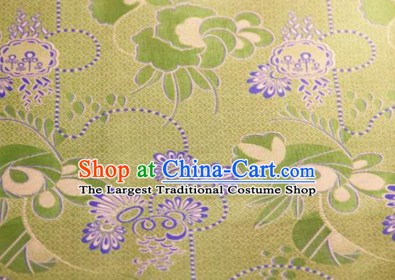 Chinese Traditional Pattern Design Light Green Silk Fabric Asian China Hanfu Gambiered Guangdong Mulberry Silk Material