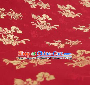 Chinese Traditional Chrysanthemum Pattern Design Purplish Red Silk Fabric Asian China Hanfu Jacquard Mulberry Silk Material