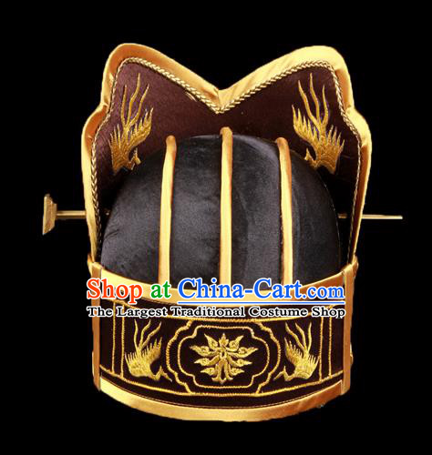 Chinese Traditional Han Dynasty Emperor Black Hat Ancient Monarch Headwear for Men