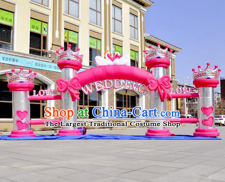 Large Christmas Day New Year Inflatable Models Wedding Pink Bowknot Inflatable Arches Archway