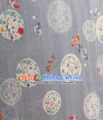 Chinese Traditional Fan Pattern Design Grey Silk Fabric Asian China Hanfu Gambiered Guangdong Mulberry Silk Material