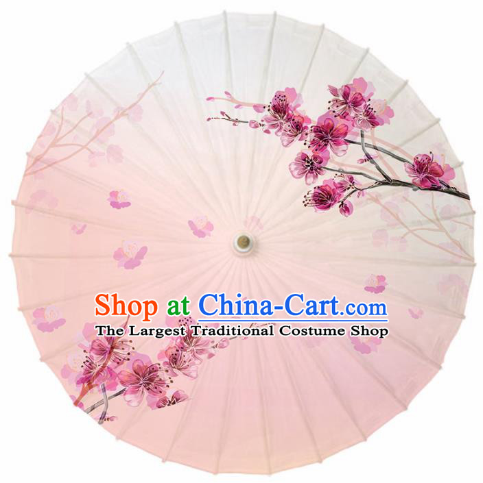 Chinese Traditional Printing Peach Blossom Pink Oil Paper Umbrella Artware Paper Umbrella Classical Dance Umbrella Handmade Umbrellas