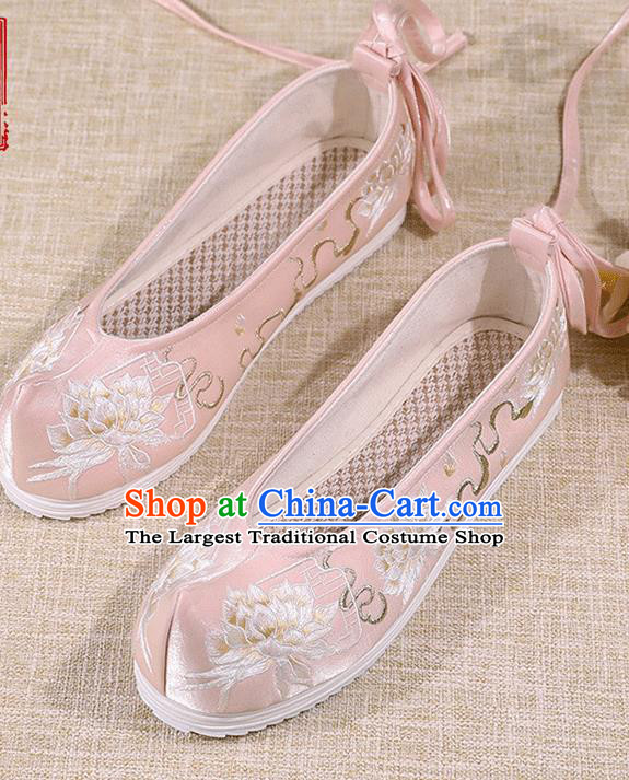 Asian Chinese Embroidered Epiphyllum Pink Shoes Hanfu Shoes Traditional Opera Shoes Princess Shoes for Women