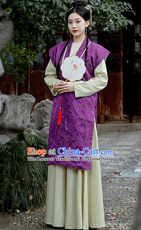 Chinese Ancient Drama Dream of the Red Chamber Costumes Traditional Ming Dynasty Nobility Lady Purple Dress for Women