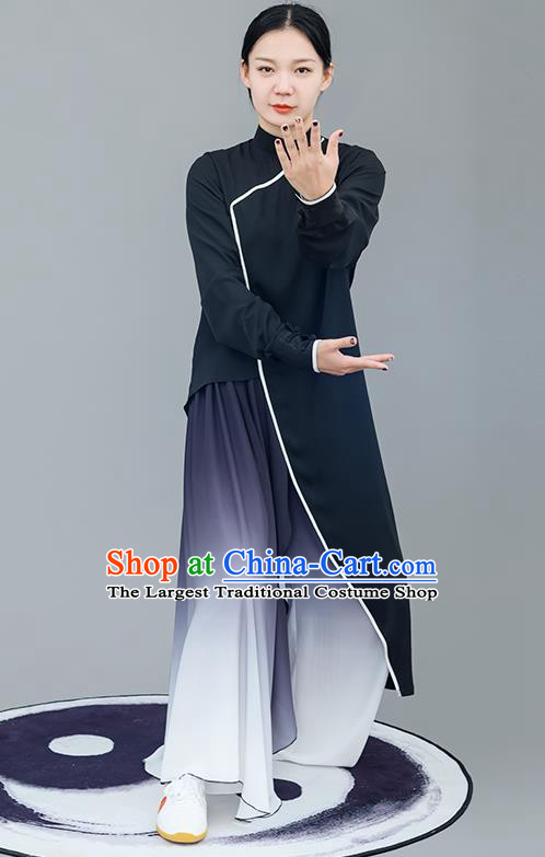 Chinese Traditional Tai Chi Training Black Costumes Martial Arts Performance Outfits for Women