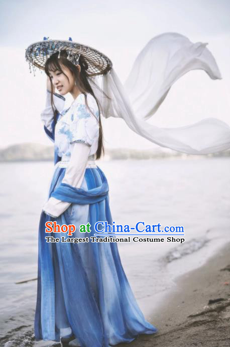 Chinese Traditional Tang Dynasty Female Civilian Costumes Ancient Maidservant Hanfu Dress for Women