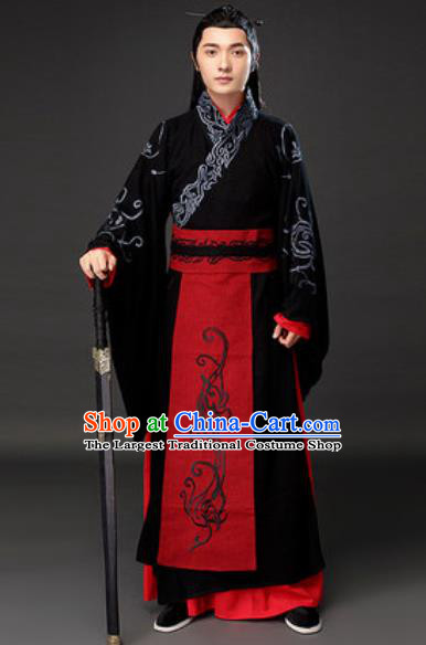 Chinese Ancient Royal Duke Clothing Traditional Han Dynasty Swordsman Costumes for Men