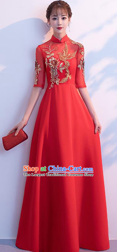 Chinese Ancient Bride Embroidered Red Dress Traditional Xiu He Suit Wedding Costumes for Women