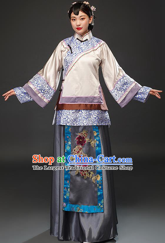 Chinese Traditional Qing Dynasty Patrician Lady Dress Ancient Young Mistress Costumes for Women