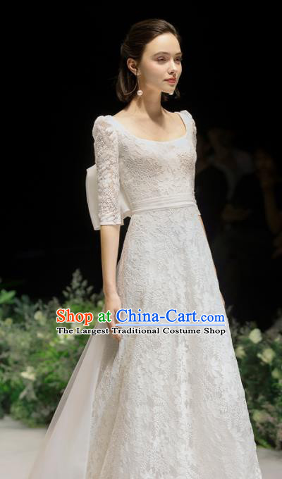 Custom Top Grade White Lace Wedding Dress Bride Full Dress for Women