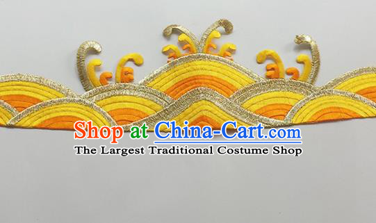 Chinese Traditional Embroidery Waves Yellow Applique Embroidered Patches Embroidering Cloth Accessories