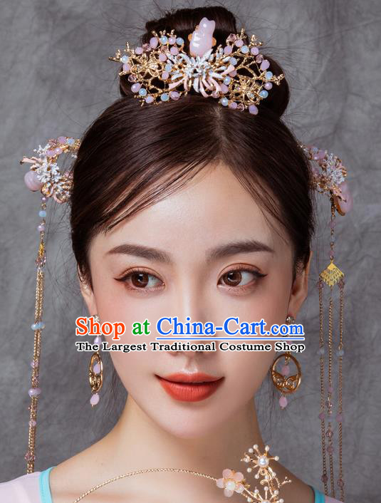 Chinese Ancient Bride Hair Crown Hairpins Traditional Wedding Xiu He Hair Accessories Complete Set for Women