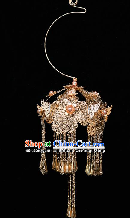 Chinese Ancient Bride Prop Golden Lantern Traditional Wedding Xiu He Accessories for Women