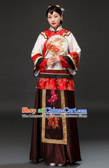 Chinese Traditional Qing Dynasty Rich Concubine Dress Ancient Drama Young Mistress Costumes for Women