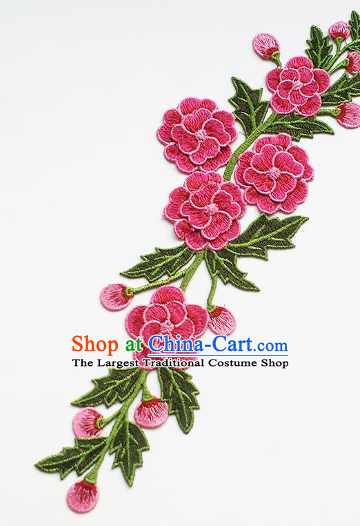 Chinese Traditional Embroidery Rosy Flowers Applique Embroidered Patches Embroidering Cloth Accessories