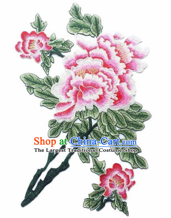 Traditional Chinese Embroidery Peony Flower Applique Embroidered Patches Embroidering Cloth Accessories