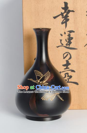 Chinese Handmade Bronze Flower Vase Traditional Black Copper Craft Decoration