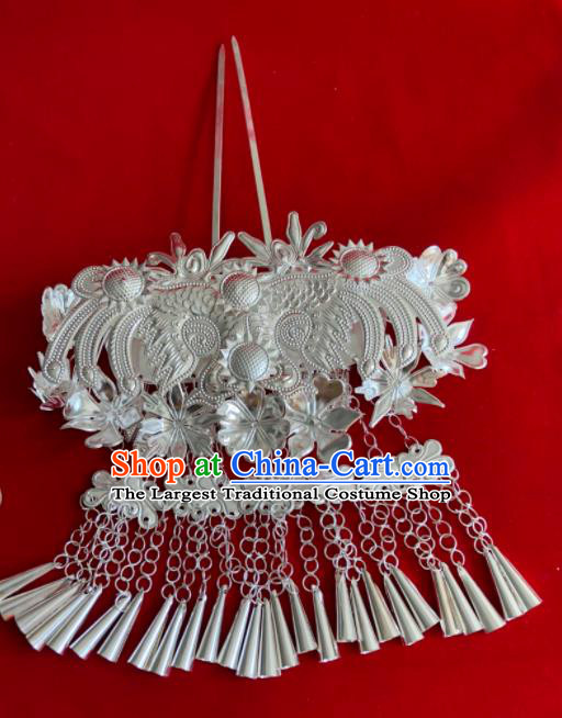 Chinese Traditional Handmade Miao Nationality Bride Tassel Hairpins Ethnic Wedding Hair Accessories for Women