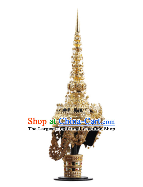 Ancient Traditional Thailand Crown Classical Tower Headdress Handmade Thai Hats