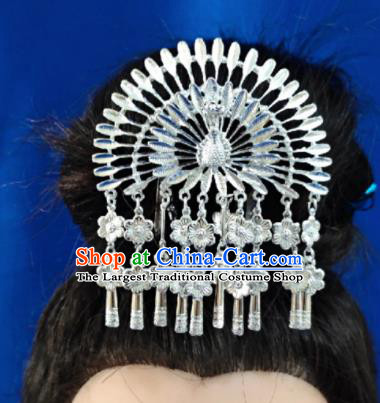 Chinese Traditional Handmade Miao Nationality Peacock Tassel Hairpins Ethnic Wedding Hair Accessories for Women