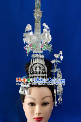 Chinese Traditional Handmade Miao Nationality Tassel Phoenix Coronet Hairpins Ethnic Wedding Hair Accessories for Women