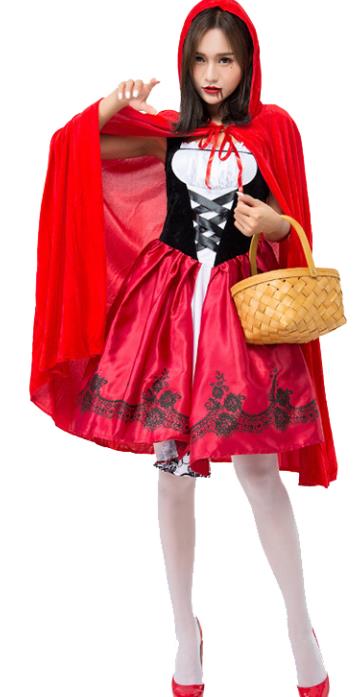 Traditional Europe Middle Ages Witch Red Dress Halloween Cosplay Stage Performance Costume for Women