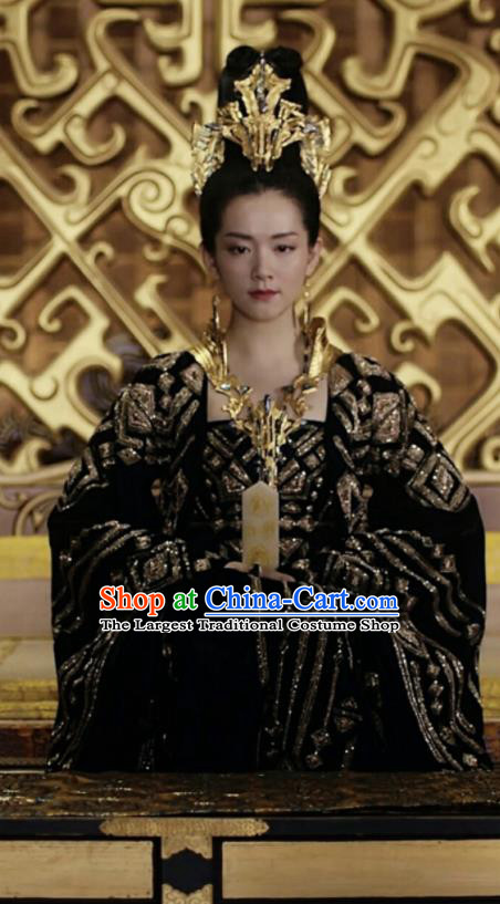 Drama Novoland Eagle Flag Chinese Ancient Royal Princess Xiao Zhou Replica Costumes and Headpiece for Women