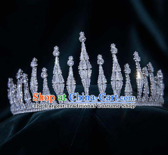 Top Grade Bride Zircon Crystal Royal Crown Wedding Hair Accessories for Women