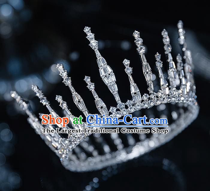 Top Grade Bride Zircon Round Royal Crown Wedding Hair Accessories for Women