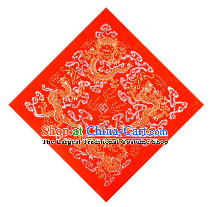 Traditional Chinese New Year Red Batik Paper Spring Festival Handmade Classical Dragons Pattern Couplet Paper Craft