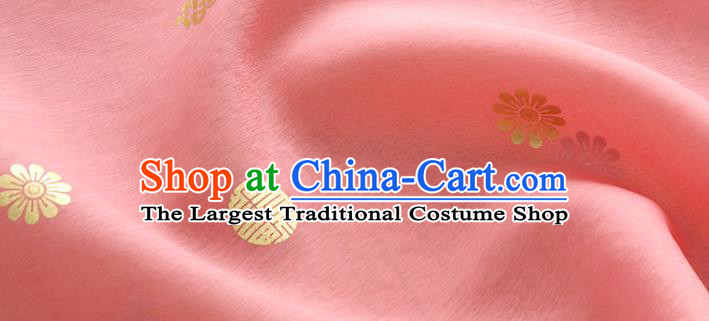 Asian Korea Traditional Longevity Chrysanthemum Pattern Peach Pink Silk Fabric Korean Fashion Hanbok Material