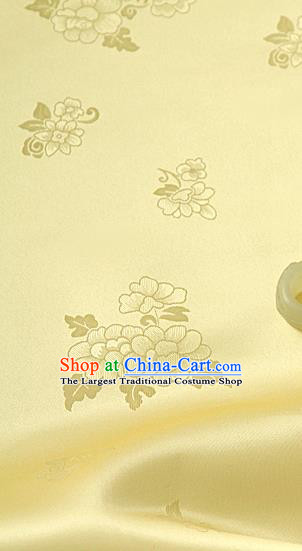 Traditional Korean Classical Roses Pattern Yellow Satin Drapery Hanbok Material Asian Korea Fashion Silk Fabric