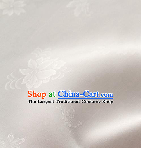 Asian Korea Classical Campsis Grandiflora Pattern White Silk Fabric Korean Fashion Drapery Traditional Hanbok Material