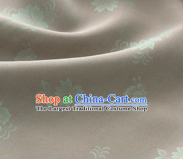 Asian Korea Classical Campsis Grandiflora Pattern Khaki Silk Fabric Korean Fashion Drapery Traditional Hanbok Material