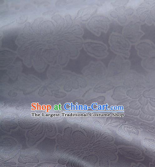 Traditional Korean Fashion Grey Gauze Drapery Hanbok Material Asian Korea Classical Flowers Pattern Silk Fabric