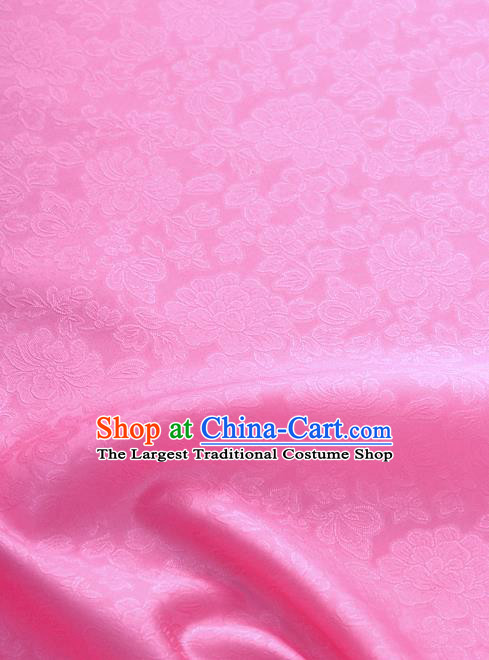 Traditional Korean Fashion Peach Pink Gauze Drapery Hanbok Material Asian Korea Classical Flowers Pattern Silk Fabric